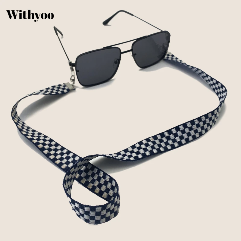 Withyoo| 2.0cm Polyester Plaid Glass Chain Neck Mask Lanyard Korean Fashion Eyewear Chain Unisex Jewelry Wholesale