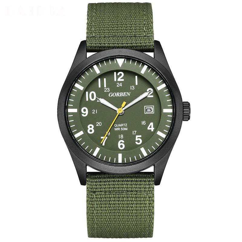 Military Watch for Men Luminous Hands Sports Nylon Belt Quartz Wrist Watches Wristwatch Reloj Army Green Male Chronograph Clock