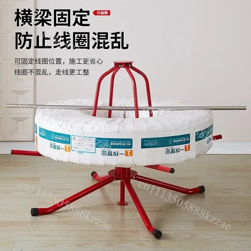 Floor heating pipe retractor coil geothermal plate floor heating pipe rack damping double bearing pe pipe laying artifact