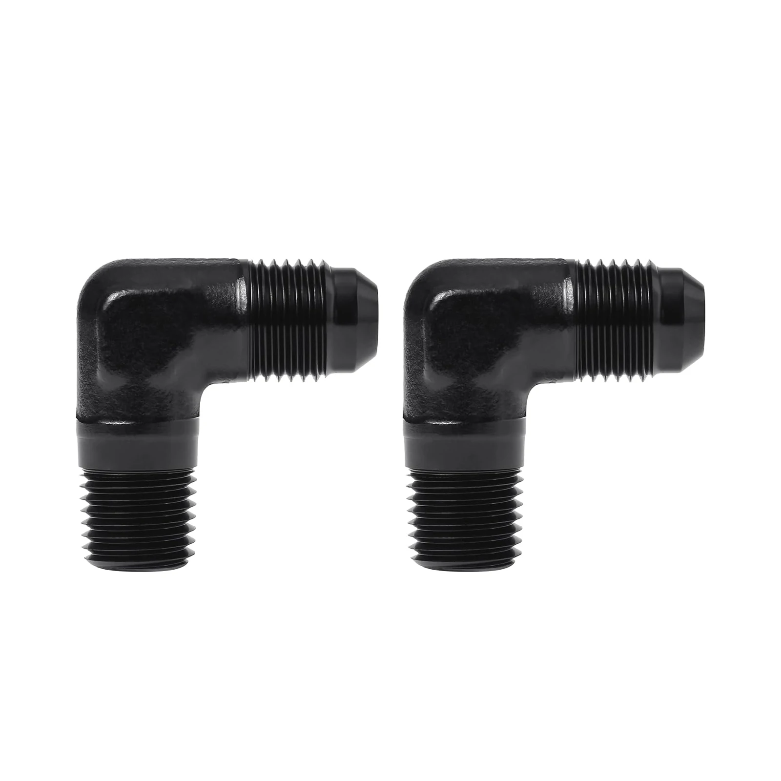 

AN6 6AN to 1/4" NPT Male 90 Degree Fuel Hose Fitting Adapter Aluminum 2PCS Black