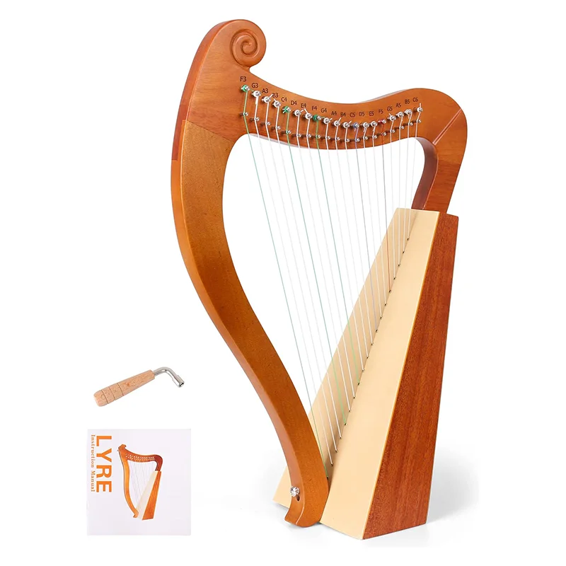 15 19 String Mini Harp Lyre Piano Solid Wooden Portable Musical Instrument High Quality Stringed Instrument with Tuning Wrench