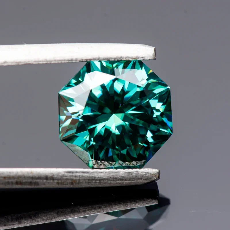 Moissanite Stones Octagon 8 Arrows Shape Emerald Green Primary Colours Lab Grown Gemstones For Jewel Pendant Rings Making
