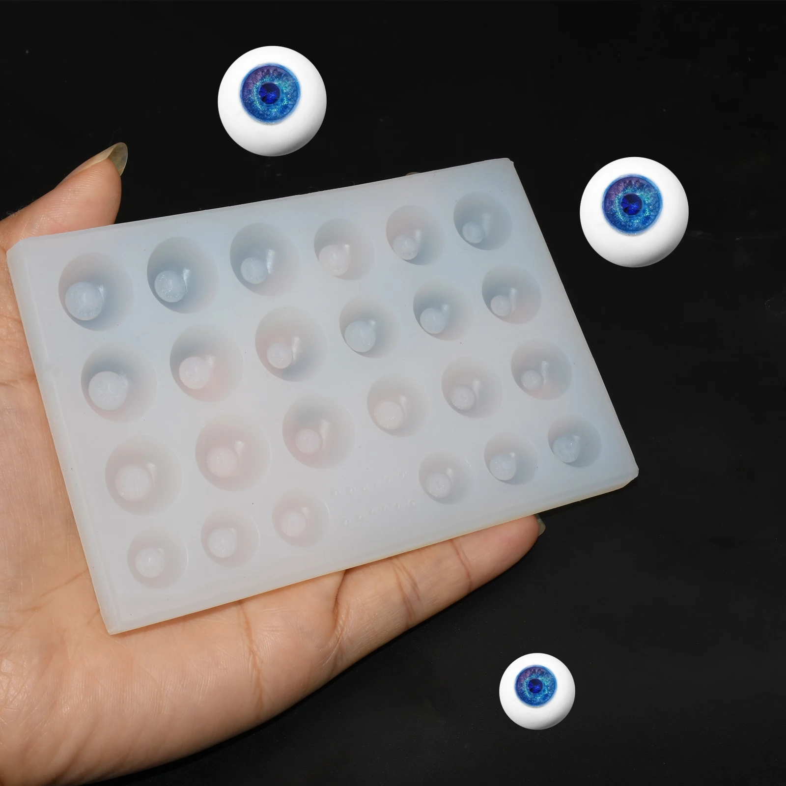 18/20-fach Silikon-Puppenaugenform, verschiedene Größen, BJD-Augenform für Harz-/UV-Modelliermasse, DIY-Puppenherstellungswerkzeuge – Detail 7