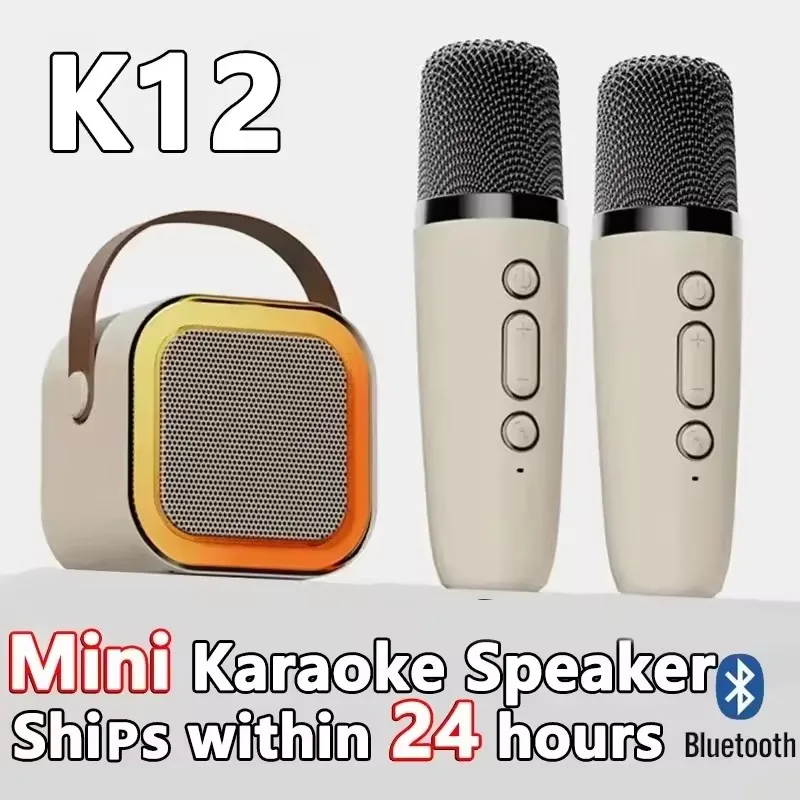 

New Karaoke Machine Portable Bluetooth Speaker With 1-2 Wireless Microphones HiFi Family Singing Loudspeaker Children's Gift