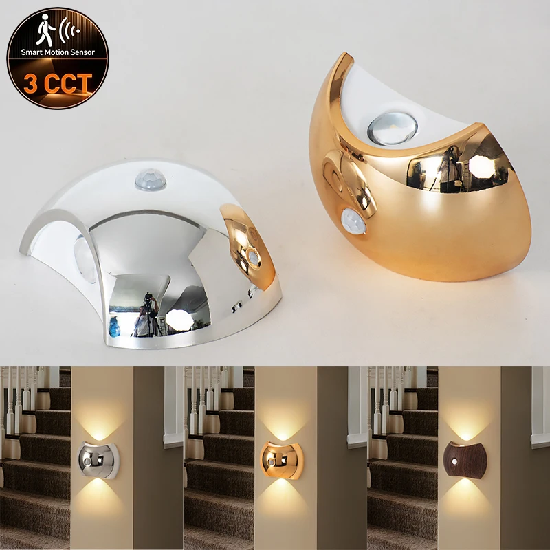LED Charging Wall Lamp with 3CCT Magnetic Suction No Drilling Required Gold/Silver/Walnut Finish for Indoor Atmosphere Lighting
