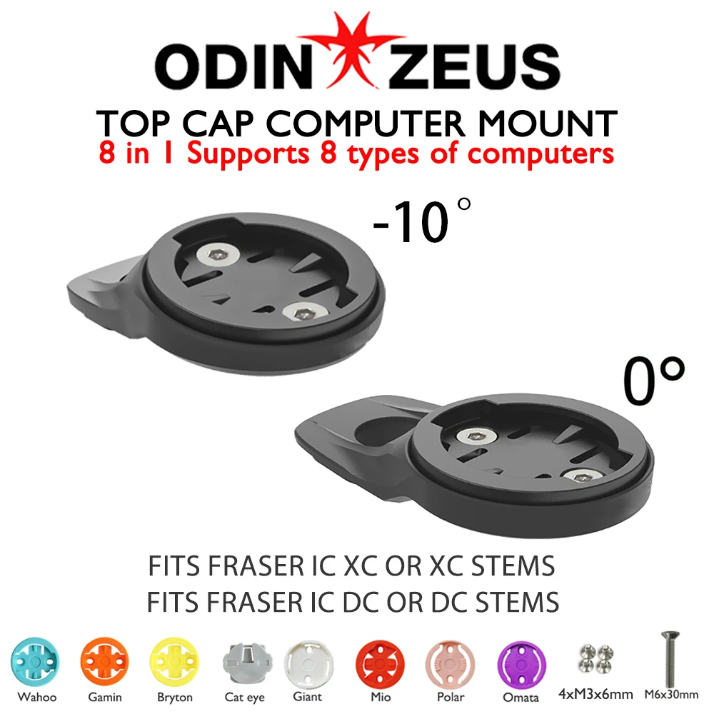 ODINZEUS CNC 0°/10°Bike Computer Mount Alloy Stem Cap Top Cover for Fraser iC SL WC/DC/XC Handlebars Garmin Wahoo GPS Compatible