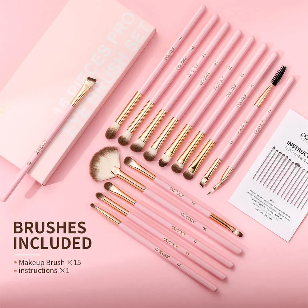 Docolor 아이 메이크업 브러쉬 15Pcs 브러쉬 세트 아이 섀도우 블렌딩 컨실러 눈썹 속눈썹 아이 라이너 프리미엄 아이 메이크업 브러쉬