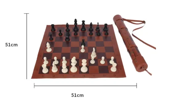 Luxury Outdoor Sports Portable Roll-up PU Leather Chess Set International Chess