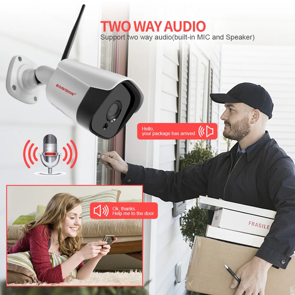 HD 5MP WIFI Wireless IP Camera 1080P CCTV WI-FI Camera Outdoor Alarm 2-Way Audio TF Card Slot 6*Array Led IR 20m CamHipro