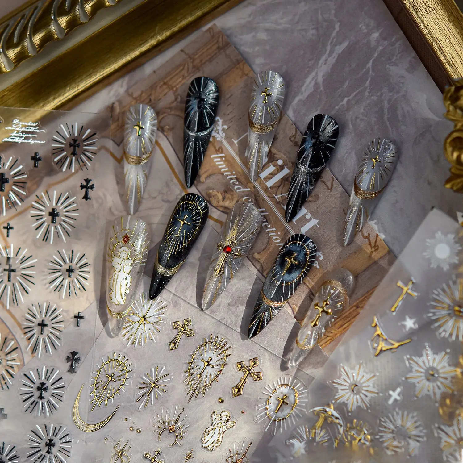 الفاخرة البرنز مسمار الفن ملصقات الرجعية الضوء المقدس الإيمان الأظافر ثلاثية الأبعاد زينة ملصقات لاصق مانيكير اكسسوارات الشارات DIY بها بنفسك #6