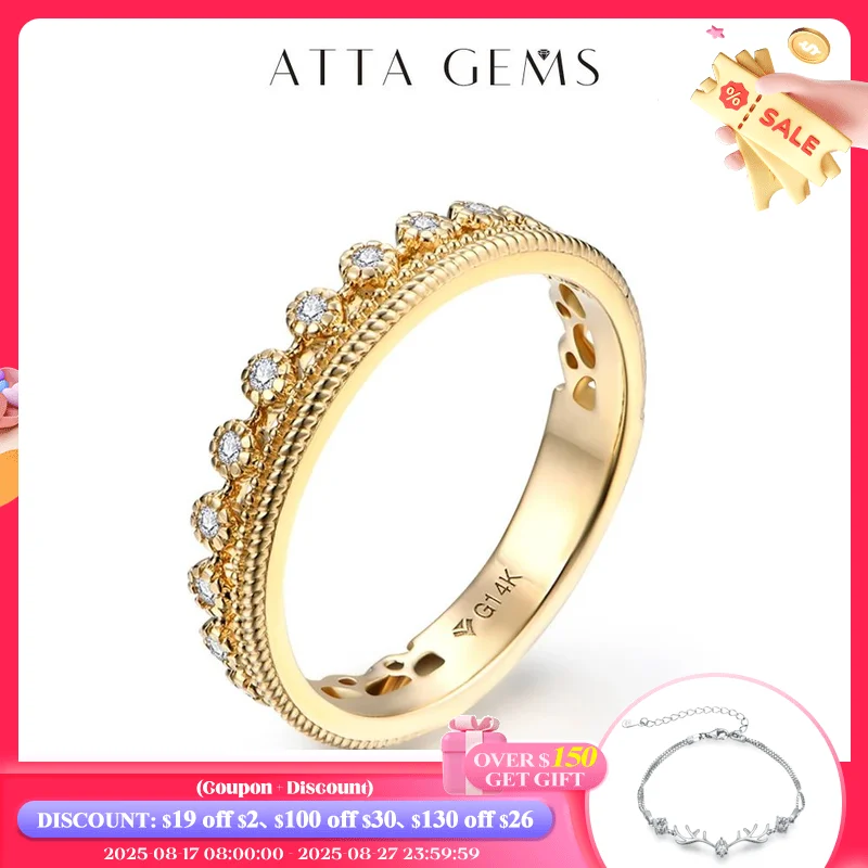 

ATTAGEMS D VVS1 Color Solid 10k 14k 18k Au585 Moissanite Diamond Ring for Women White Gold Engegament Wedding Rings Fine Jewelry