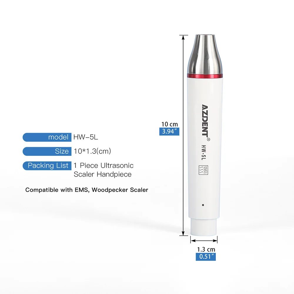 AZDENT New LED Light Ultrasonic Piezo Scaler Handpiece Fit For Woodpecker/EMS 135℃ High Temperature Sterilization