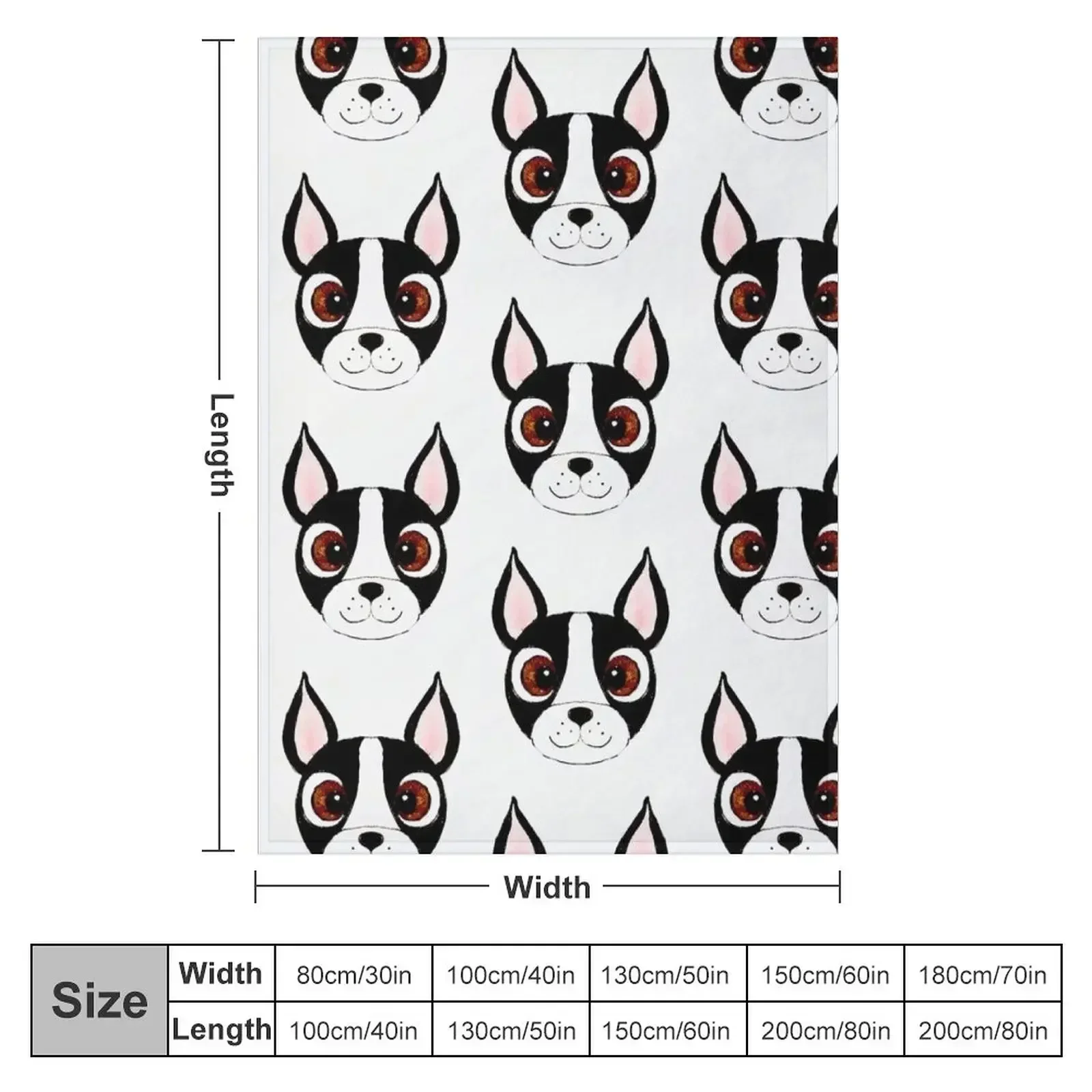 Boston Terrier Cartoon Throw Blanket couch cozy soft plush fuzzy picnic outdoor blanket