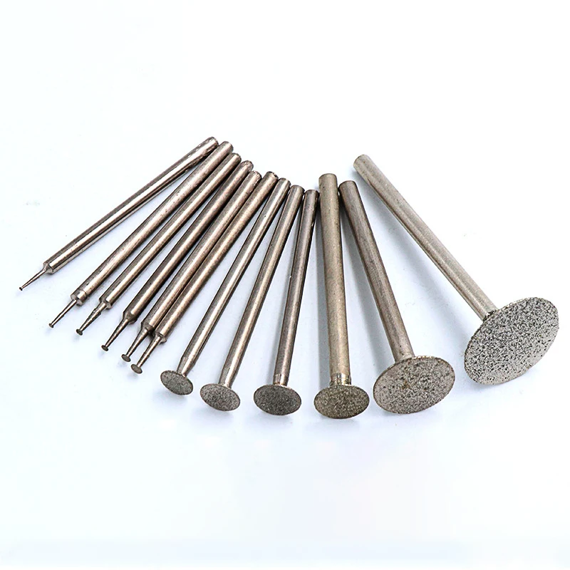 0.5-16mm Thin Slice Diamond Grinding Head Needle Bits Burrs Engraving Carving Tool 2.35/3mm Shank Grinding Bit Polishing Tool