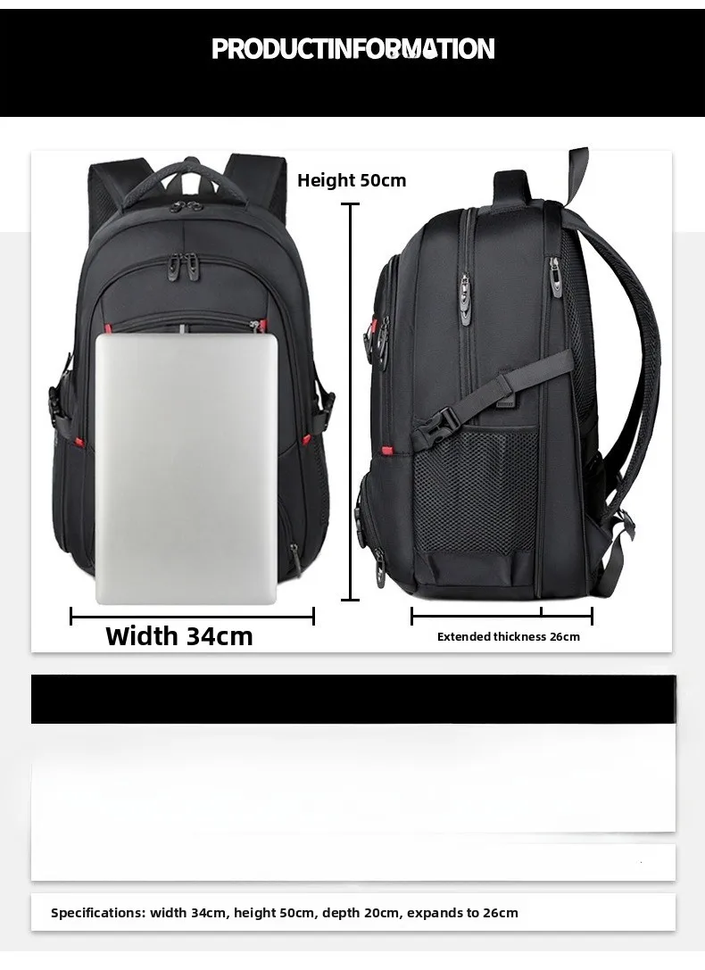 

Многофункциональный деловой рюкзак с возможностью расширения объема, двойной рюкзак, мужской рюкзак для отдыха и путешествий, дорожная сумка