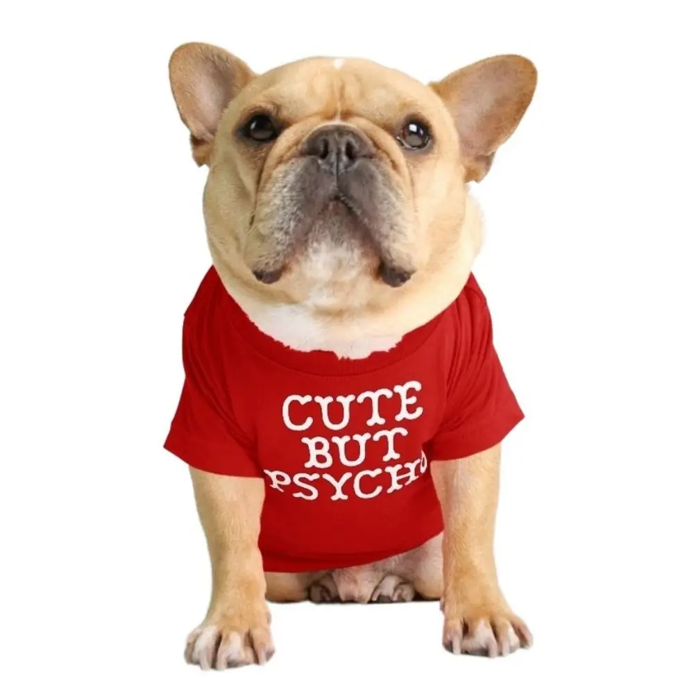 Soft Dogs Puppy T-shirt Breathable Letters Printed Dog Pullover Cloth Summer Dog Clothes for Puppy French Bulldog