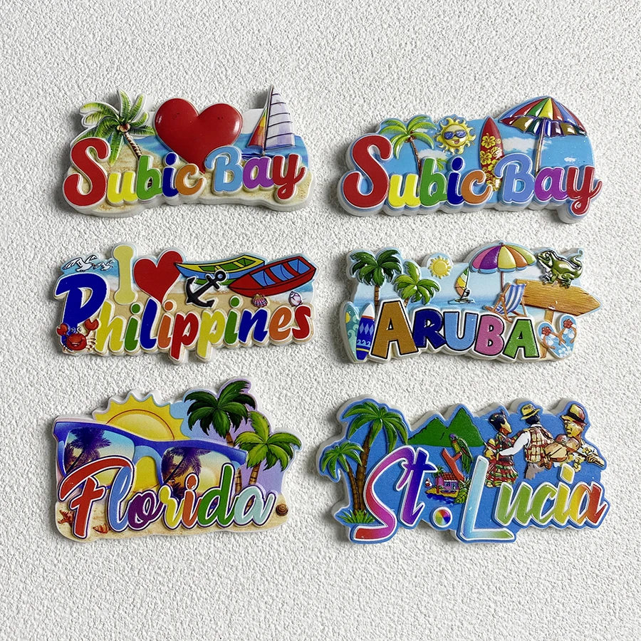 

Subicbay Tourist Souvenir Refrigerator Stickers Filippinines, Aruba, Fiorida, St. Lucia American Home 3D Refrigerator Stickers