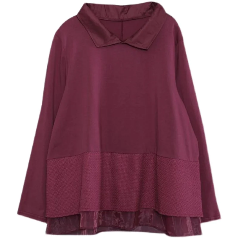 Artistic Loose Fit Long Sve irt Lace Ogees Splicing Design Korean Sle Spring Autumn Women's Faion Premium Quali