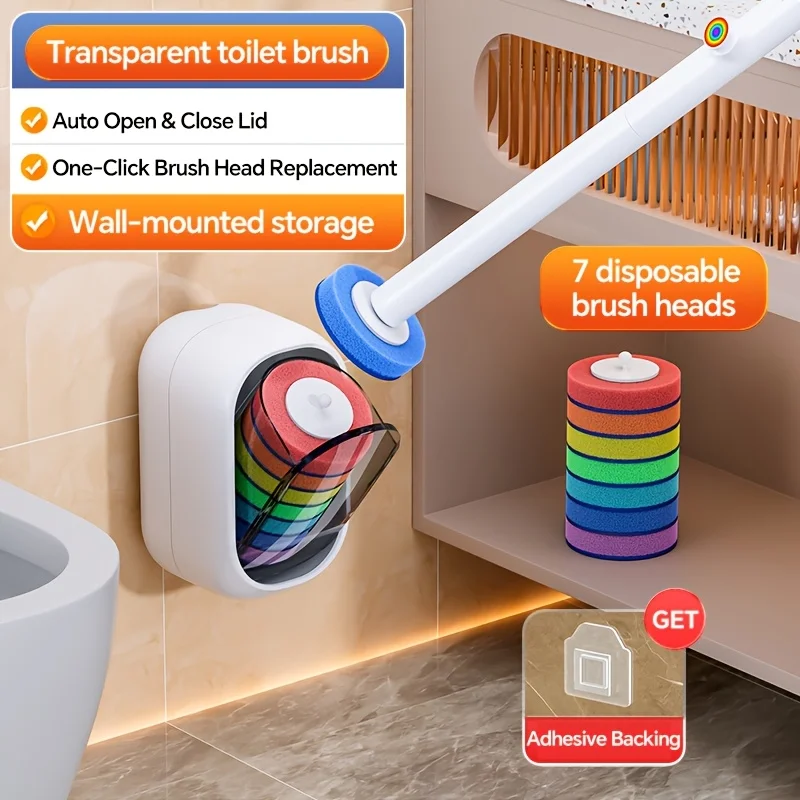 Weiße Toilettenbürste mit Halter, Selbstschließender Deckel mit Belüftungsdesign, Wandmontiertes Badezimmer-Bürstenset, Platzsparend