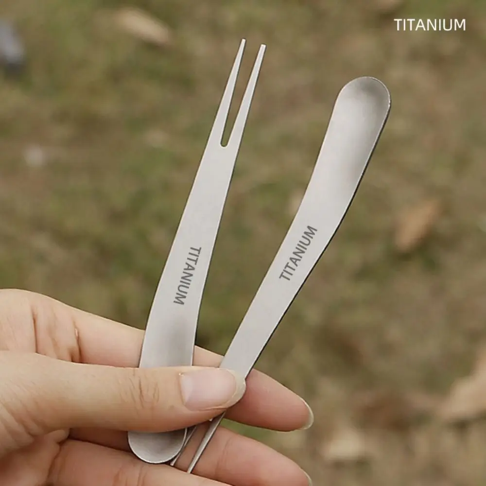 Ultralight Outdoor Titanium Dessert Fork Dual-Use Stainless Steel/ Titanium Coffee Ice Cream Fork Portable Multistyles