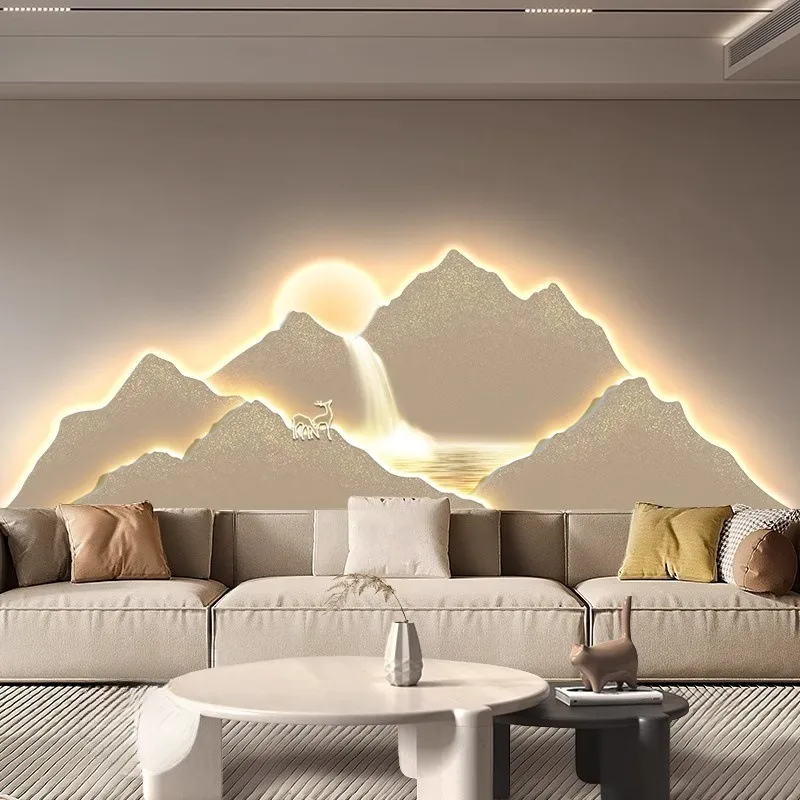 Living room decorative painting, light luxury atmosphere sofa background wall  painting, Jinshan luminous advanced