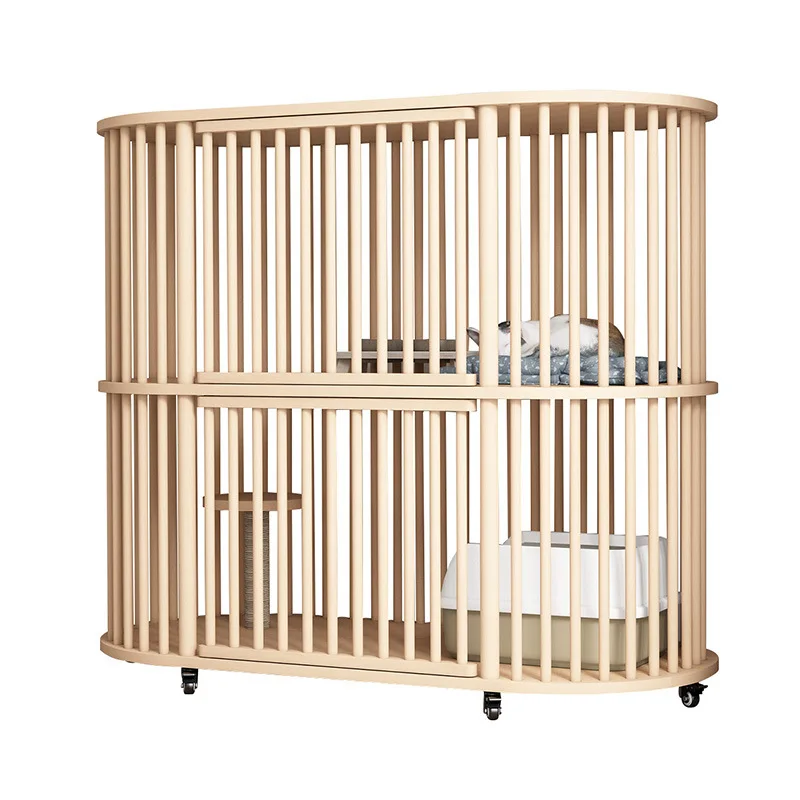 

Cabinet Super Large Space Cat Cage Solid Wood Villa Luxury Double Deck Cat House Pet Supplies