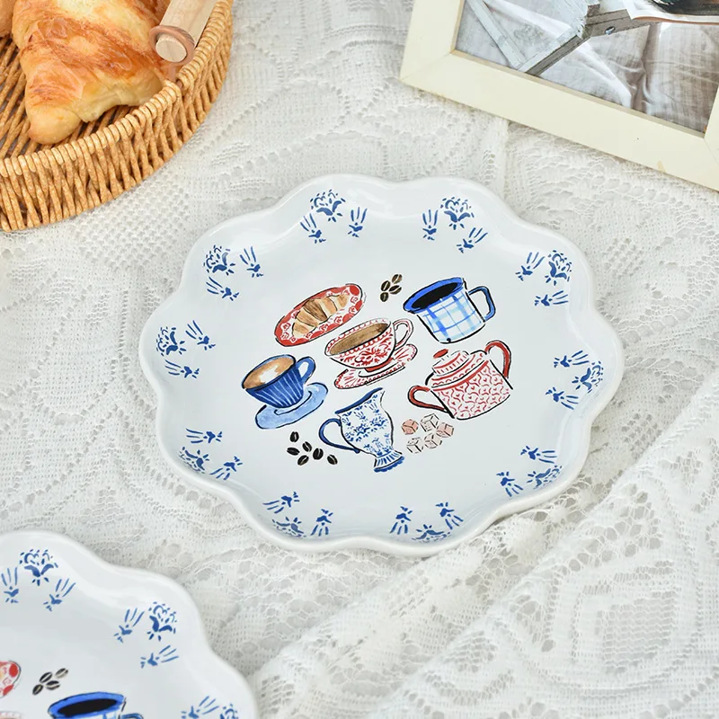 Ceramic Plate High Value Tableware British Dessert Plate Sweet Fruit Plate Cute Home Use