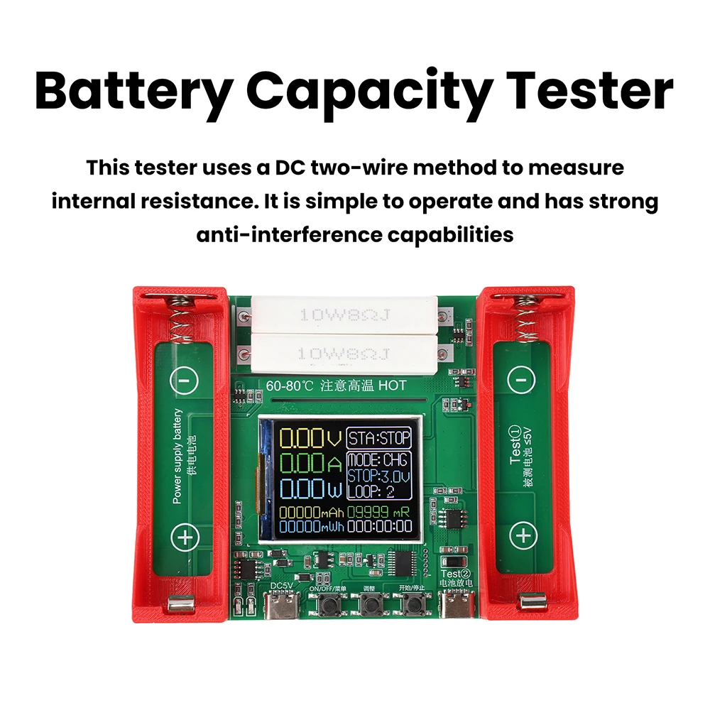 2Ch 4CH LCD Display Battery Capacity Tester MAh MWh Lithium Battery Digital Battery Power Detector 18650 21700 Battery Type-C