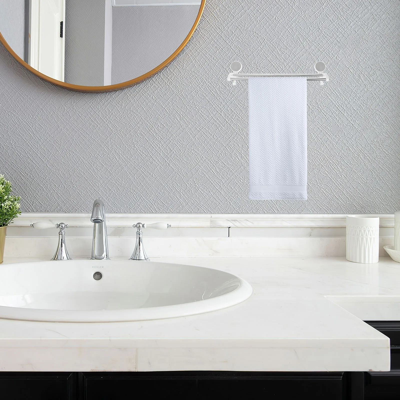 Double Rod Stainless Steel Wall Mounted Towel Rack No Drill Kitchen Bathroom Holder Storage Bar Rack for Bathroom