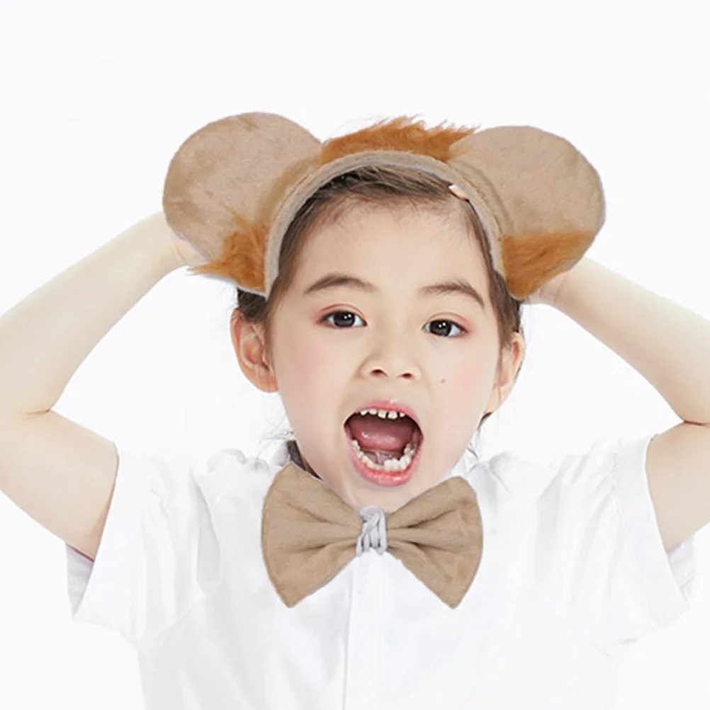 

1Set Lion Ears and Tail Set Creative Headband with Bowtie for Masquerade Dance Show Chic Cosplay Decor Photo Props Outfit