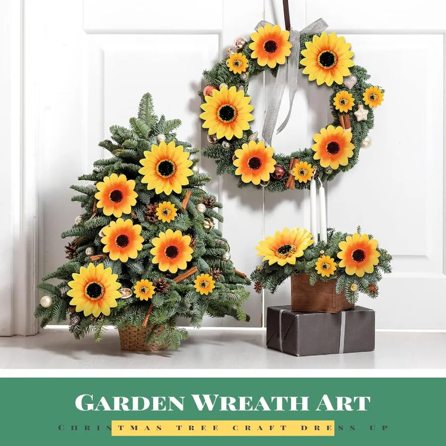 Sztuczne główki stokrotek z klipsami, sztuczne jedwabne główki stokrotek, żółte kwiaty stokrotek na choinkę, bukiet ślubny