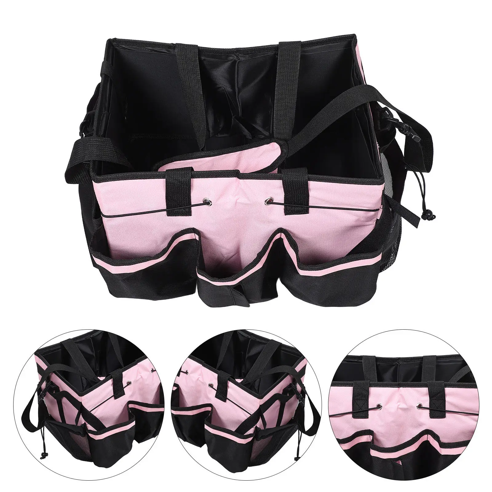 Household Cleaning Organizer Tool Tote Pink Foldable Detachable Divider Large Capacity Portable Supply Organizer Bag Car Kitchen