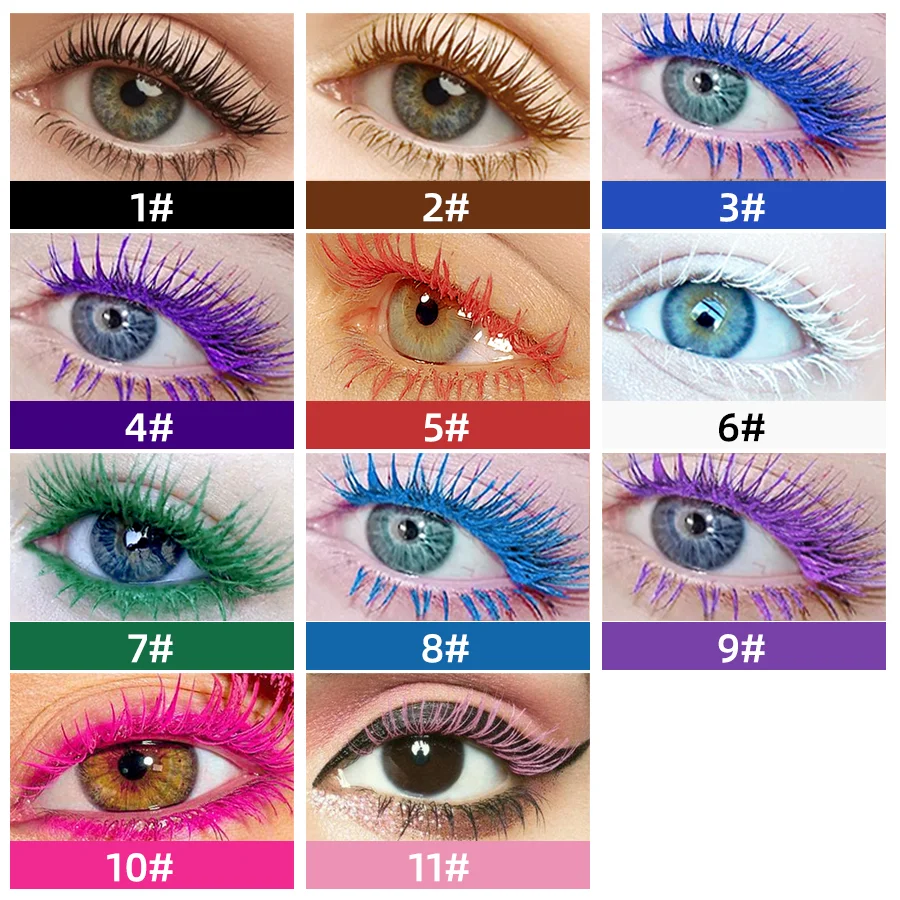 Vibrant Colors Waterproof Mascara - Fast Drying, Enhanced Curl & Volume, Perfect for Parties & Stage Makeup