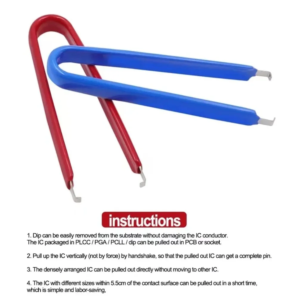 2/4 PCS Static IC Puller Chip Extractor Machine Clip Repair Tool Mechanical Keyboard Switch Remover Tool Blue Red - view 4