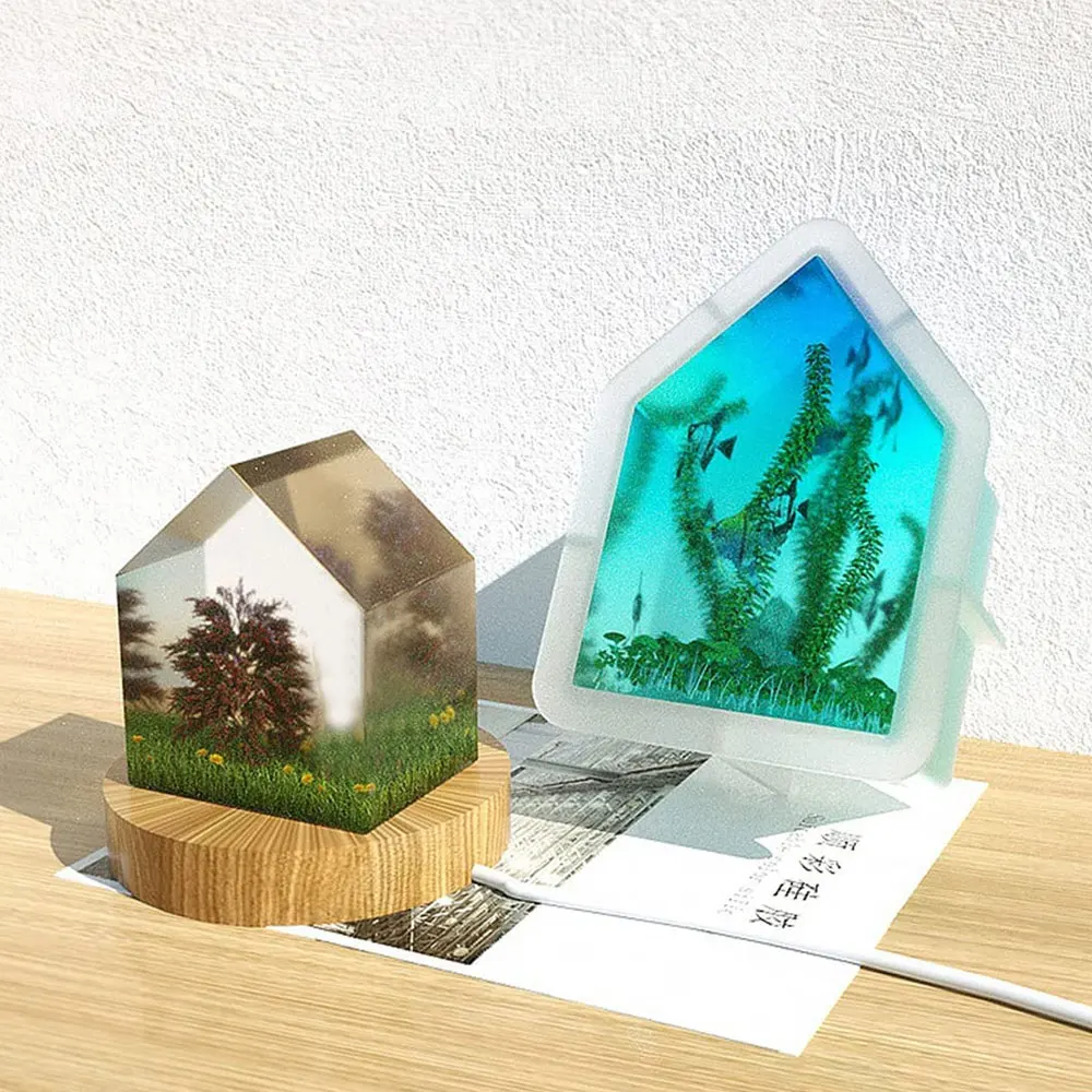 

Five-sided Three-dimensional Dried Flower House Ornaments DIY Crystal Epoxy Resin Mold Specimen Small House Silicone Mold