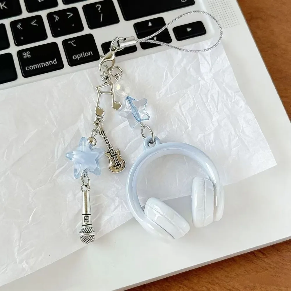 Beads Black Wing Cross Charms Mini Headset Hanging Lanyard Cellphone Decoration Bag Pendant Creative Beaded Phone Chain