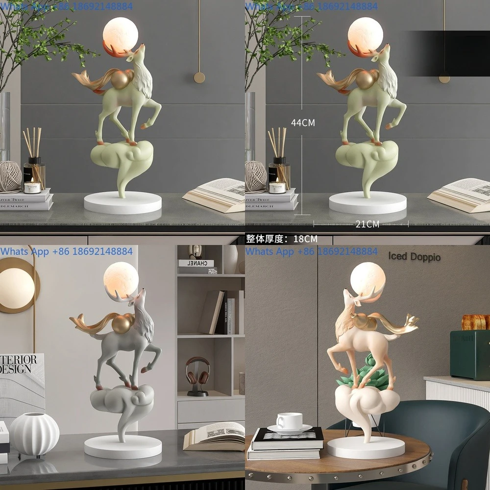 

Modern Chinese style gourd deer figurine decorative night light for living room bedroom entryway perfect gift for new home