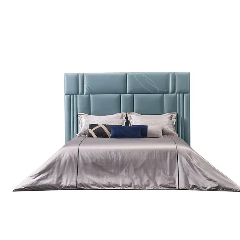 

Кровать в итальянском стиле, мебель для главной спальни, простая кожаная двухслойная кровать с верхним слоем 1,8 метра