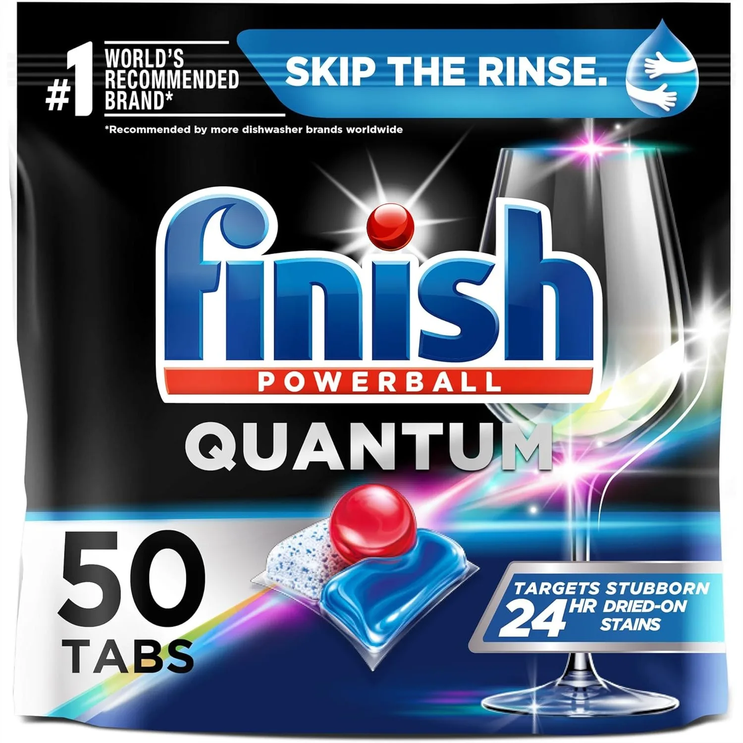 

Finish Quantum Dishwasher Detergent Tablets 50ct with Activblu Technology for Ultimate Clean and Shine