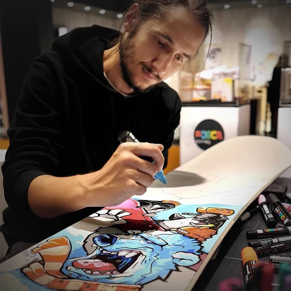 15 ألوان اليابان UNI POSCA مجموعة أقلام خطاط (ماركر) ، أكريليك بلومونز Rotuladores PC-5M البوب ملصق القلم/الكتابة على الجدران الإعلان الفن القرطاسية