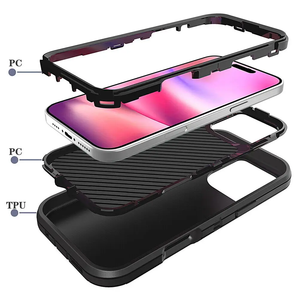 Heavy Duty Defender Case +Belt Clip Holster For iPhone 16 Pro Max 15 14 13 12 11 XR XS Max SE2 Armor Phone Cases Cover