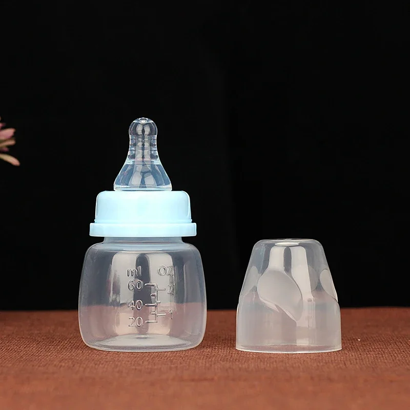 Newborn 60ML Bottle Baby Liquid Juice Feeding Bottle Food Grade Infant Mini Neck Bottle Anti-flatulence Milk Feeding Bottles