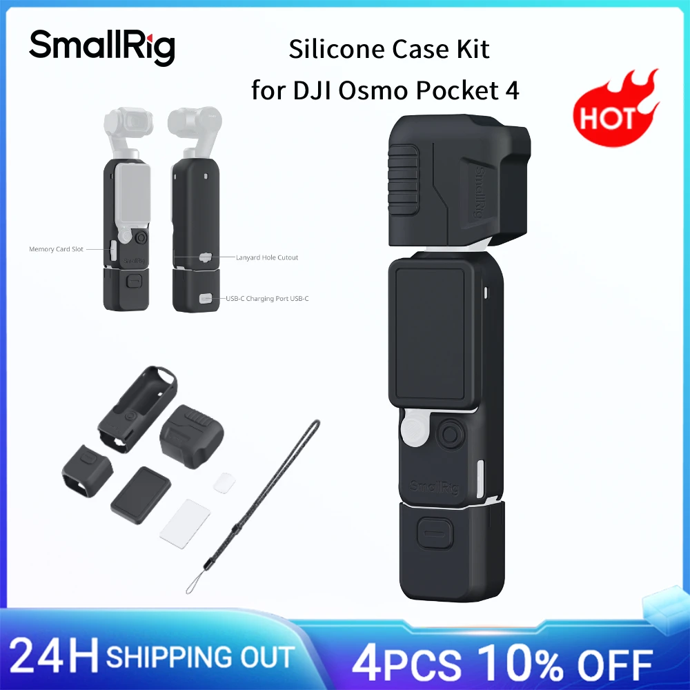 

Комплект силиконовых чехлов SmallRig Pocket 4 для DJI Osmo Pocket 4: модульная всесторонняя защита с защитным стеклом для экрана