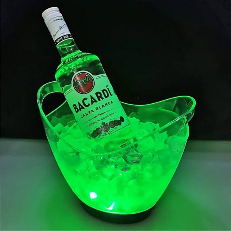 

Ice Bucket Beer Champagne Wine Cooler Tub Bucket Container 2L LED Color Changing Ice Holder for Bars Nightclubs Beverage Drinks