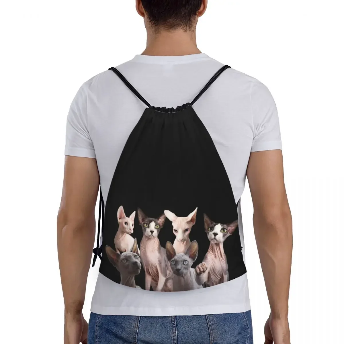 Sac à dos Sphynx Cat Proximity Wstring pour hommes et femmes, sac de sport, sac à provisions Kawaii Kitten