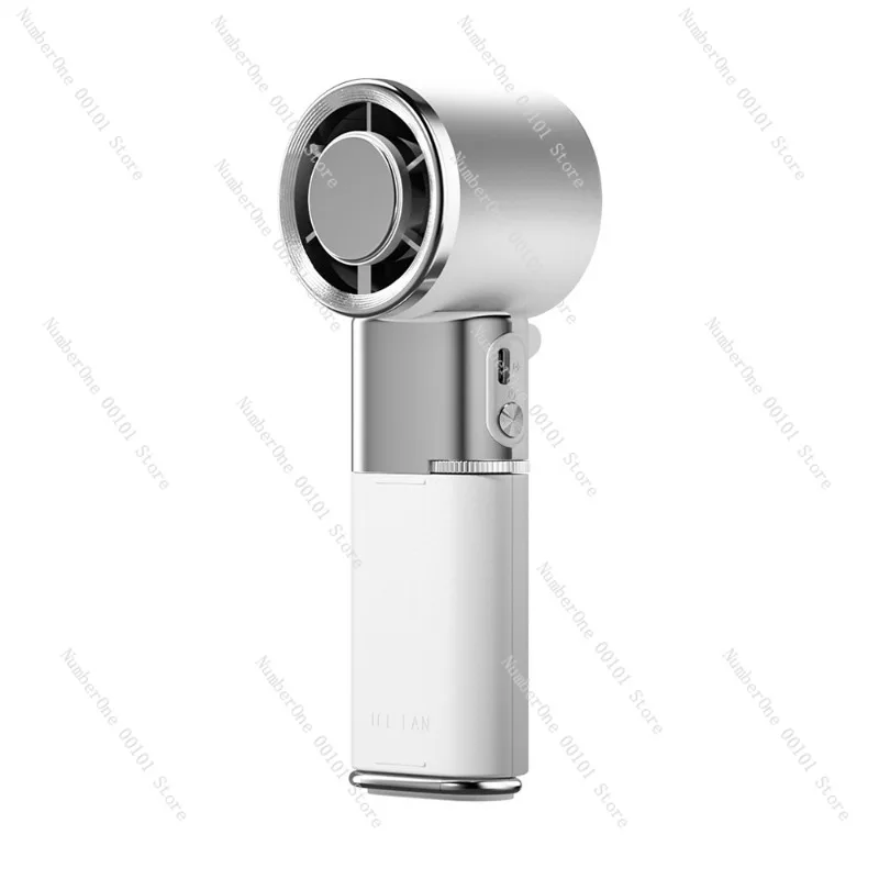 Retractable Cord Ice Cooling Handheld Fan Digital Display Power Bank Turbo Mini Air Blower Outdoor Use