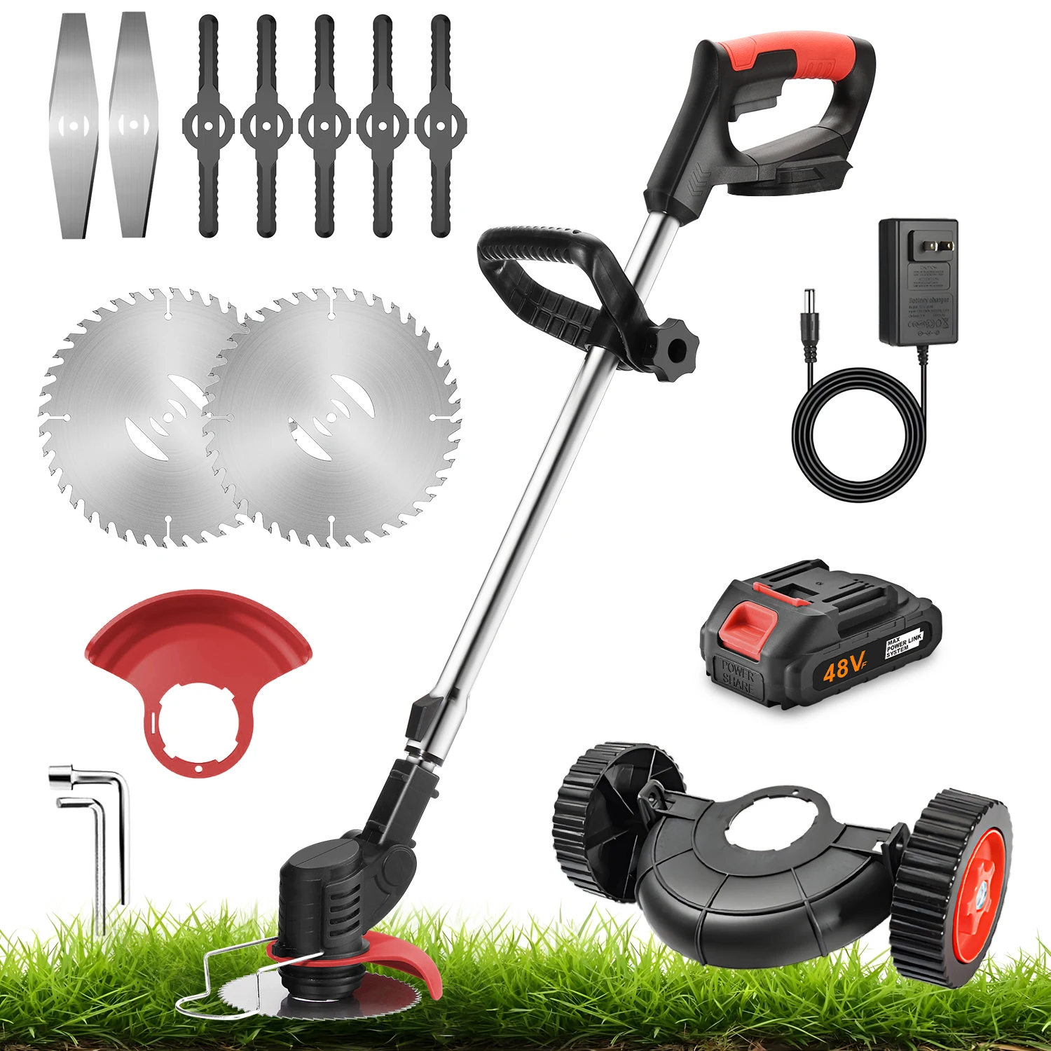 Lithium Electric Grass Trimmer Cordless Lawn Mower With Wheels Portable Grass Cutter Garden Pruning Power Tools view 3