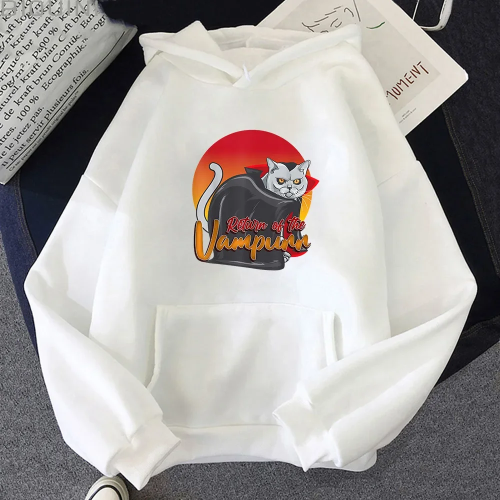 The Return of Vampurr Winter Clothes Women Cartoon Cute Cat Printed Hoodies Unisex Sweatshirts Long Sleeve Custom Male Pullovers