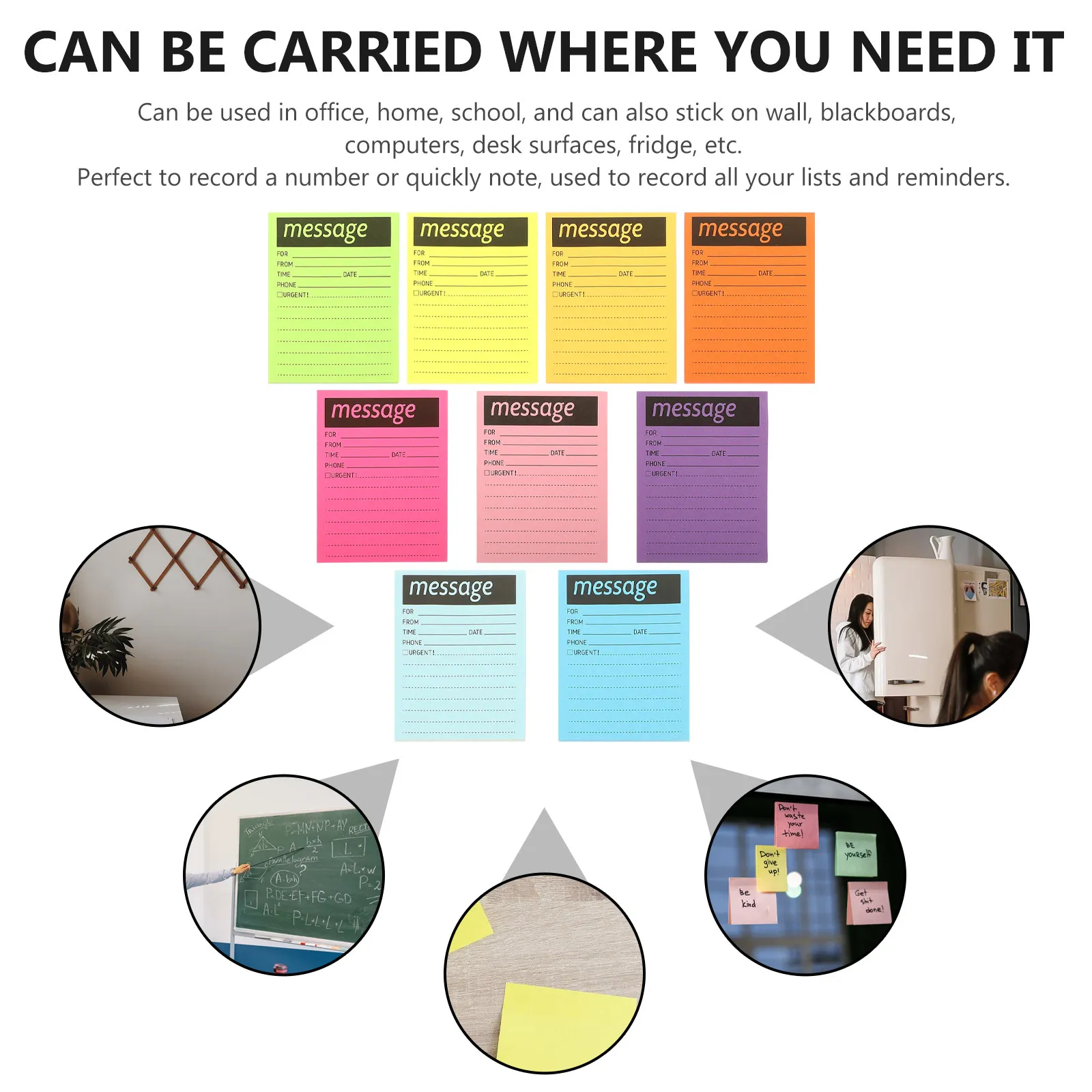9 Booklets Multi-Function Sticky Memo Pads Premium Paper Reusable No-Trace Tear-Off Message Pads Compact Office School