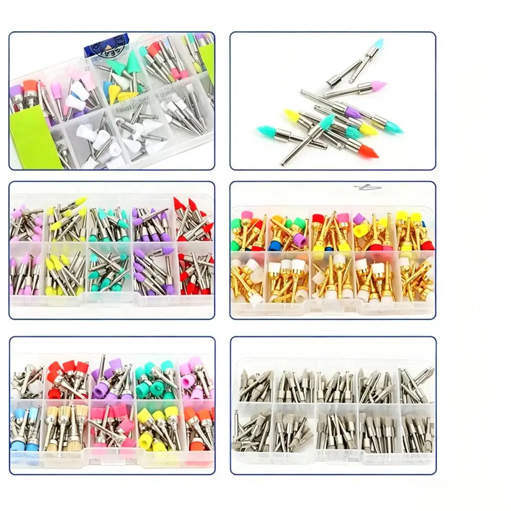 100pcs/Set Dental Latch Type Polishing Brush, Colorful Nylon Bristle Prophy Cup for Tooth Stain Removal Dental Lab Tool